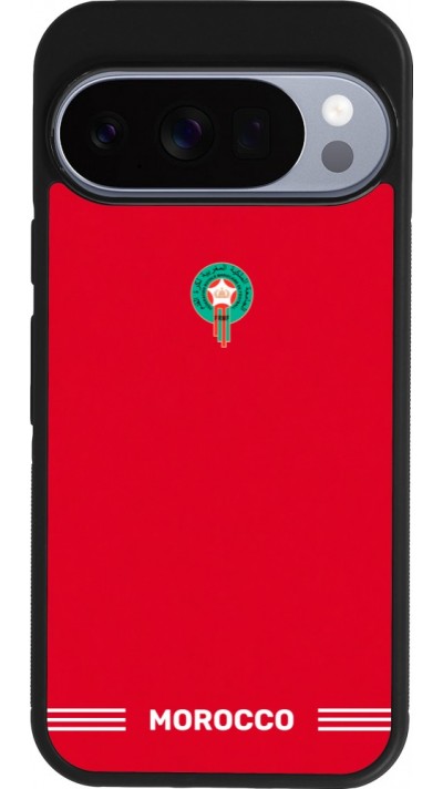 Coque Google Pixel 10 / Pixel 10 Pro - Silicone rigide noir Maillot de football Maroc 2026 personnalisable