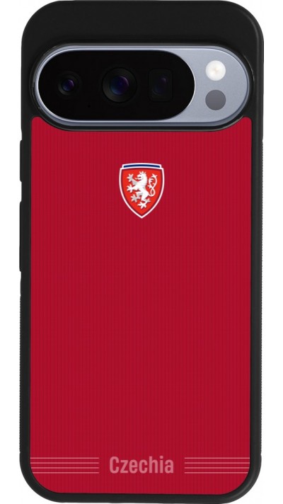 Coque Google Pixel 10 / Pixel 10 Pro - Silicone rigide noir Maillot de football Répuplique Tchèque 2026 personnalisable