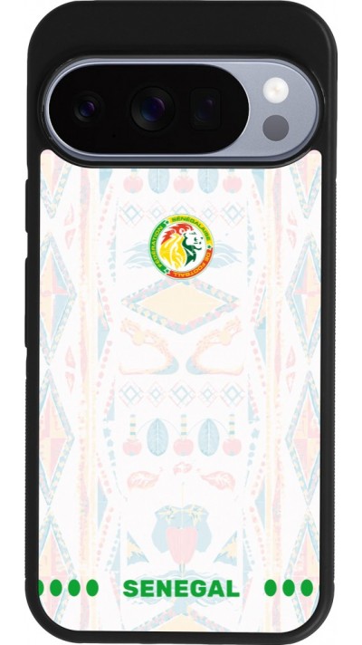 Coque Google Pixel 10 / Pixel 10 Pro - Silicone rigide noir Maillot de football Sénégal 2026 personnalisable