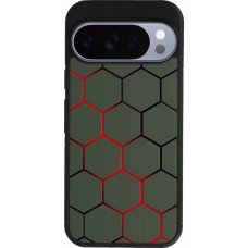 Google Pixel 10 / Pixel 10 Pro Case Hülle - Silikon schwarz Geometric Line red