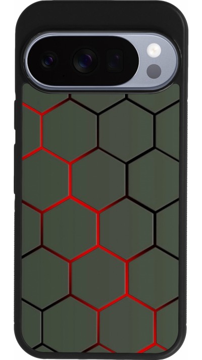 Google Pixel 10 / Pixel 10 Pro Case Hülle - Silikon schwarz Geometric Line red