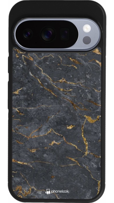 Google Pixel 10 / Pixel 10 Pro Case Hülle - Silikon schwarz Grey Gold Marble