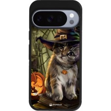 Google Pixel 10 / Pixel 10 Pro Case Hülle - Silikon schwarz Halloween 21 Witch cat