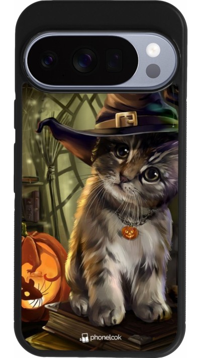 Google Pixel 10 / Pixel 10 Pro Case Hülle - Silikon schwarz Halloween 21 Witch cat
