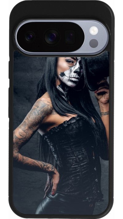 Google Pixel 10 / Pixel 10 Pro Case Hülle - Silikon schwarz Halloween 22 Tattooed Girl