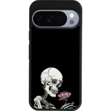 Google Pixel 10 / Pixel 10 Pro Case Hülle - Silikon schwarz Halloween 2023 rose and skeleton