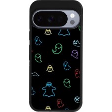 Google Pixel 10 / Pixel 10 Pro Case Hülle - Silikon schwarz Halloween 2024 colorful ghosts