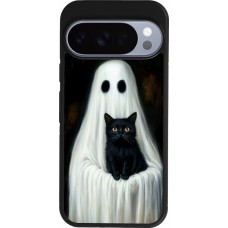 Google Pixel 10 / Pixel 10 Pro Case Hülle - Silikon schwarz Halloween 2025 Ghost with black cat