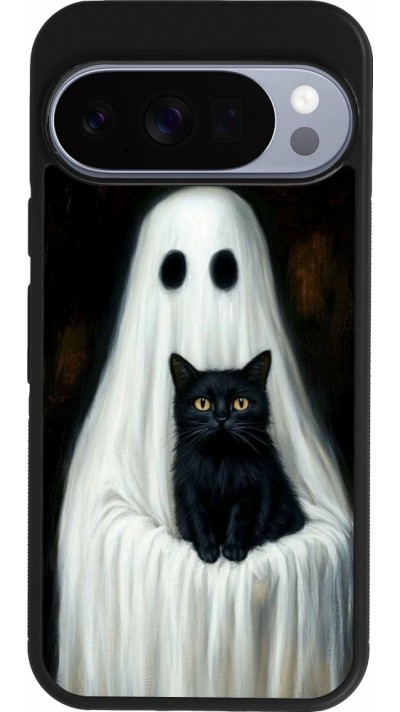 Google Pixel 10 / Pixel 10 Pro Case Hülle - Silikon schwarz Halloween 2025 Ghost with black cat