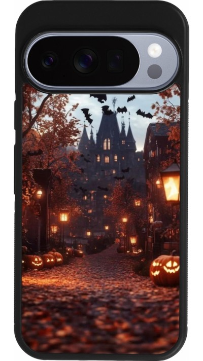 Google Pixel 10 / Pixel 10 Pro Case Hülle - Silikon schwarz Halloween 2025 Haunted house