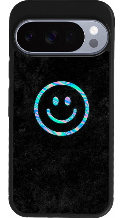 Google Pixel 10 / Pixel 10 Pro Case Hülle - Silikon schwarz Happy smiley irisirt