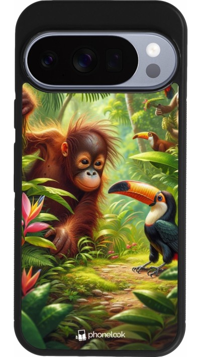 Google Pixel 10 / Pixel 10 Pro Case Hülle - Silikon schwarz Tropischer Dschungel Tayrona