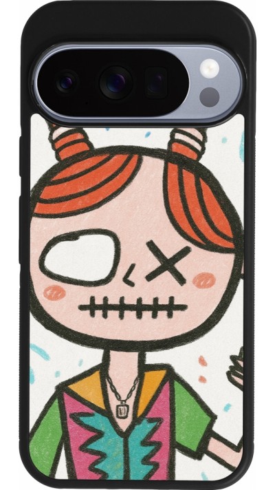 Coque Google Pixel 10 / Pixel 10 Pro - Silicone rigide noir Little Girl Sketch