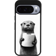 Google Pixel 10 / Pixel 10 Pro Case Hülle - Silikon schwarz Otter Toilettenpapier
