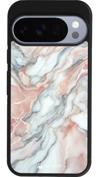 Google Pixel 10 / Pixel 10 Pro Case Hülle - Silikon schwarz Rosa Leuchtender Marmor