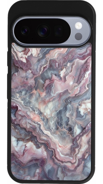 Google Pixel 10 / Pixel 10 Pro Case Hülle - Silikon schwarz Violetter silberner Marmor