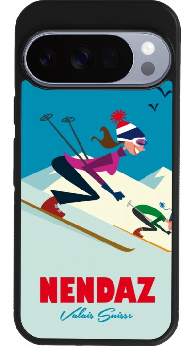 Google Pixel 10 / Pixel 10 Pro Case Hülle - Silikon schwarz Nendaz Ski Downhill
