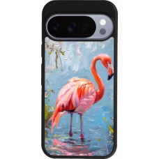 Google Pixel 10 / Pixel 10 Pro Case Hülle - Silikon schwarz Paint Flamingo