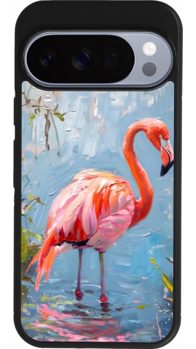 Google Pixel 10 / Pixel 10 Pro Case Hülle - Silikon schwarz Paint Flamingo