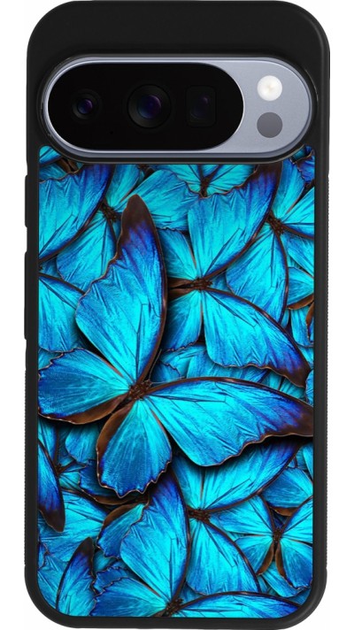 Google Pixel 10 / Pixel 10 Pro Case Hülle - Silikon schwarz Papillon bleu