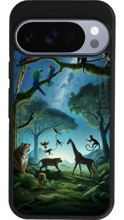 Google Pixel 10 / Pixel 10 Pro Case Hülle - Silikon schwarz Paradies der exotischen Tiere