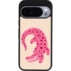 Google Pixel 10 / Pixel 10 Pro Case Hülle - Silikon schwarz Pink crocodile 2026