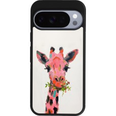 Google Pixel 10 / Pixel 10 Pro Case Hülle - Silikon schwarz Pink Girafe Paint