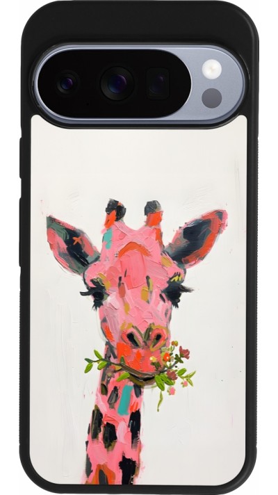 Google Pixel 10 / Pixel 10 Pro Case Hülle - Silikon schwarz Pink Girafe Paint