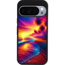Google Pixel 10 / Pixel 10 Pro Case Hülle - Silikon schwarz Strand Sonnenuntergang auffällig