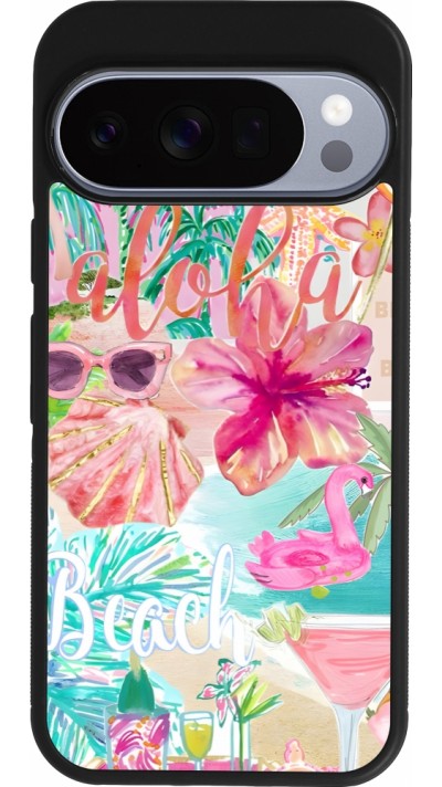 Google Pixel 10 / Pixel 10 Pro Case Hülle - Silikon schwarz Preppy Collage Aloha