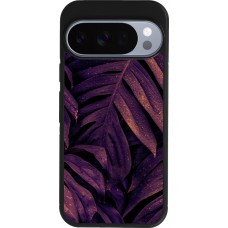 Google Pixel 10 / Pixel 10 Pro Case Hülle - Silikon schwarz Purple Light Leaves