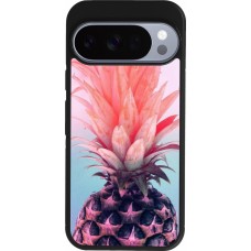 Google Pixel 10 / Pixel 10 Pro Case Hülle - Silikon schwarz Purple Pink Pineapple