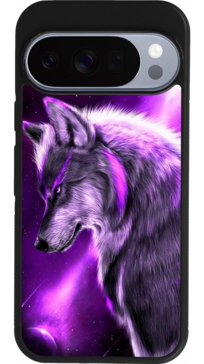 Google Pixel 10 / Pixel 10 Pro Case Hülle - Silikon schwarz Purple Sky Wolf