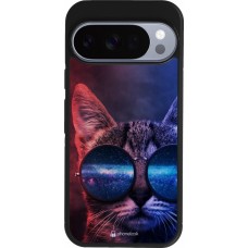 Google Pixel 10 / Pixel 10 Pro Case Hülle - Silikon schwarz Red Blue Cat Glasses
