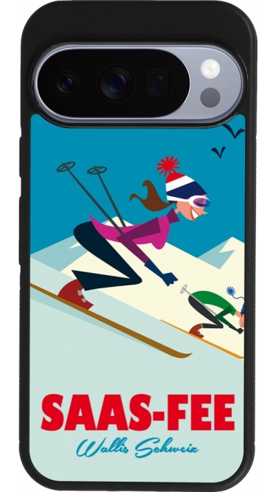 Google Pixel 10 / Pixel 10 Pro Case Hülle - Silikon schwarz Saas-Fee Ski Downhill