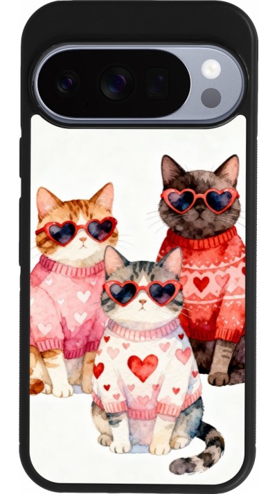 Google Pixel 10 / Pixel 10 Pro Case Hülle - Silikon schwarz Saint Valentines Day 26 Cat Love