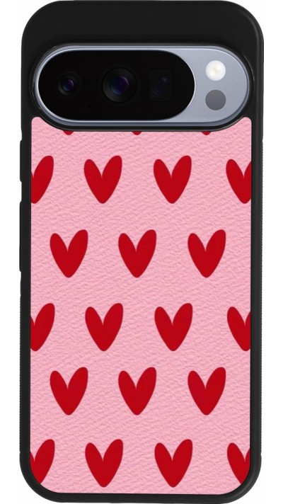 Google Pixel 10 / Pixel 10 Pro Case Hülle - Silikon schwarz Saint Valentines Day 26 Pattern heart