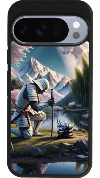 Google Pixel 10 / Pixel 10 Pro Case Hülle - Silikon schwarz Samurai Katana Mond