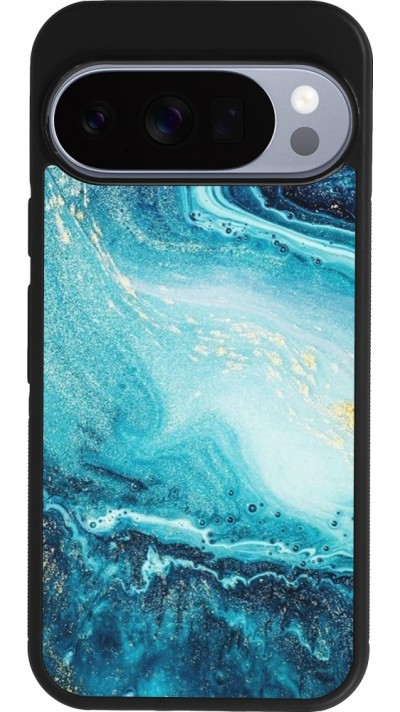 Google Pixel 10 / Pixel 10 Pro Case Hülle - Silikon schwarz Sea Foam Blue