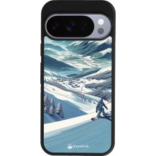 Google Pixel 10 / Pixel 10 Pro Case Hülle - Silikon schwarz Snowboarder Berg