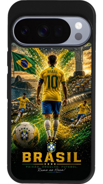 Google Pixel 10 / Pixel 10 Pro Case Hülle - Silikon schwarz Fussball Brasilien splash 2026