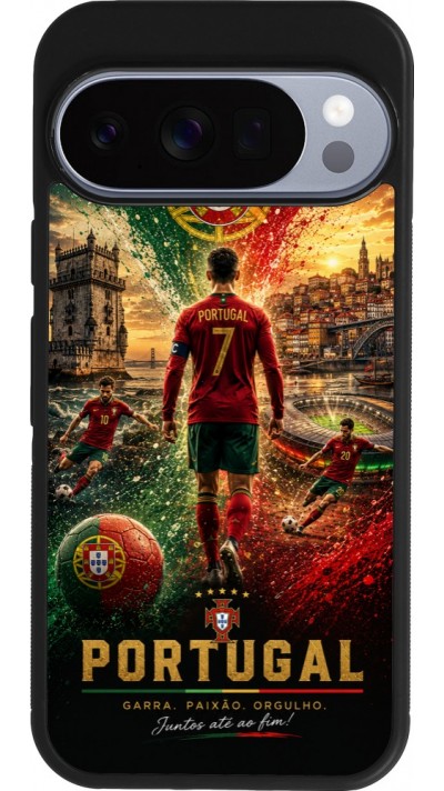 Google Pixel 10 / Pixel 10 Pro Case Hülle - Silikon schwarz Fussball Portugal splash 2026