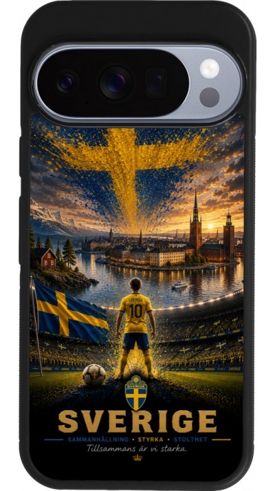 Google Pixel 10 / Pixel 10 Pro Case Hülle - Silikon schwarz Fussball Schweden splash 2026