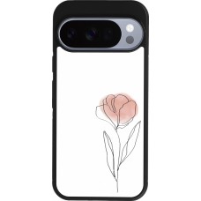 Google Pixel 10 / Pixel 10 Pro Case Hülle - Silikon schwarz Spring 23 minimalist flower