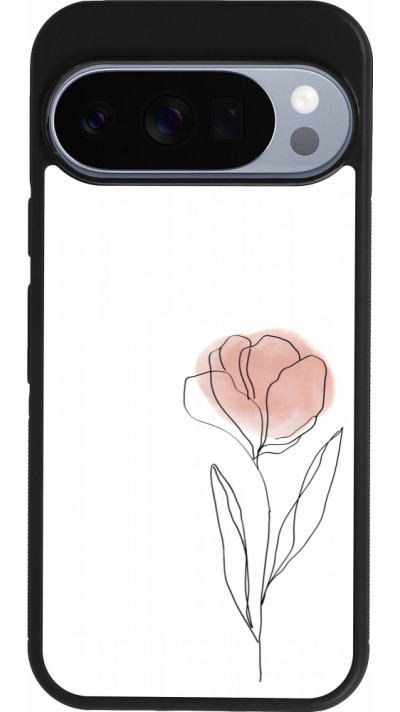 Google Pixel 10 / Pixel 10 Pro Case Hülle - Silikon schwarz Spring 23 minimalist flower