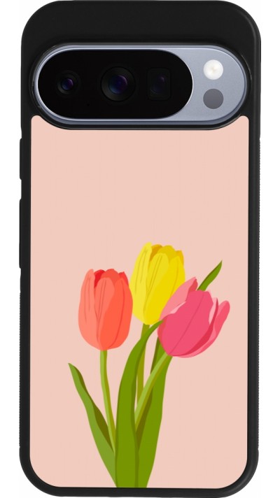 Google Pixel 10 / Pixel 10 Pro Case Hülle - Silikon schwarz Spring 23 tulip trio