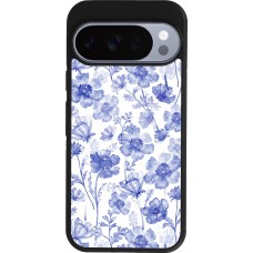 Google Pixel 10 / Pixel 10 Pro Case Hülle - Silikon schwarz Spring 23 watercolor blue flowers