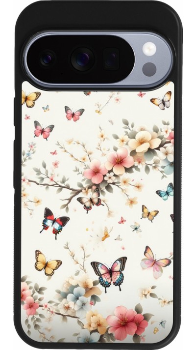 Google Pixel 10 / Pixel 10 Pro Case Hülle - Silikon schwarz Frühling 25 Leichte Schmetterlinge