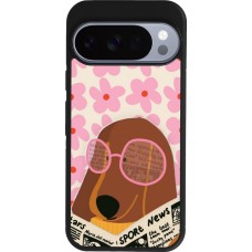 Coque Google Pixel 10 / Pixel 10 Pro - Silicone rigide noir Dog with newspaper Spring 2026