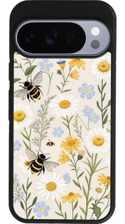 Google Pixel 10 / Pixel 10 Pro Case Hülle - Silikon schwarz Pattern bees Spring 2026